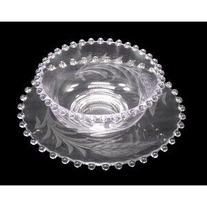 VTG Imperial Glass CANDLEWICK Etched Wheat Pattern Condiment Bowl & Underplate